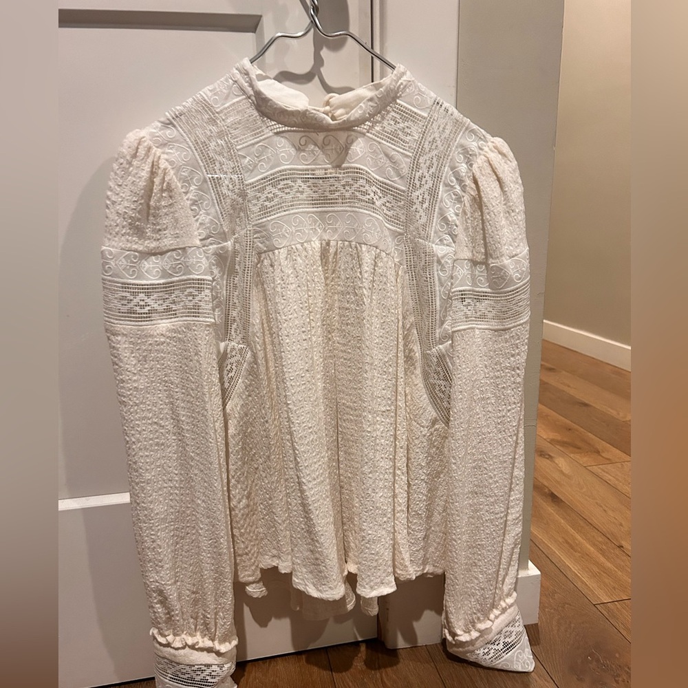 NWOT Free People Cream Lace Blouse